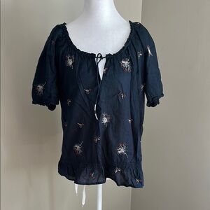 💙Abercrombie & Fitch Short-Sleeve Cotton Sheer Peasant Top, Sz M